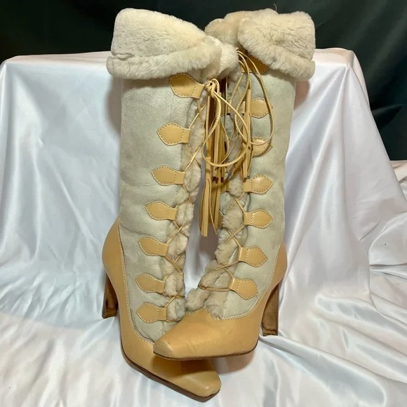 Vintage Y2K Manolo Blahnik Lace-Up Boots